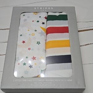 Striped and Star Crib Sheets Set